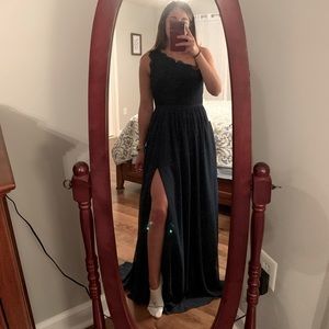 Navy Azazie Demi Gown